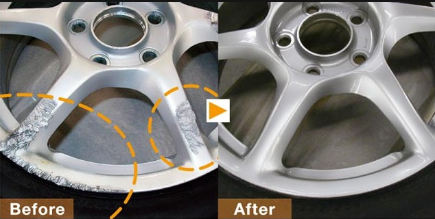 ハイパーシルバーホイールのキズ修復事例