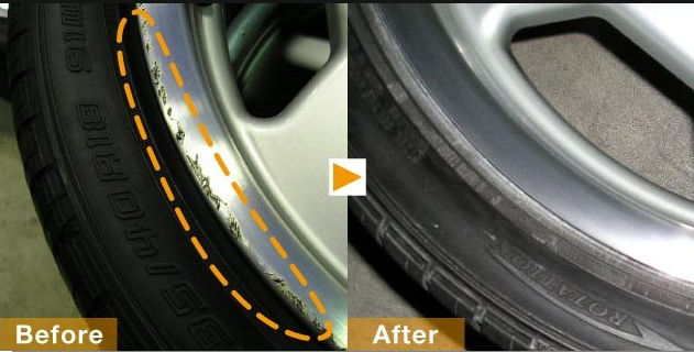 ポリッシュホイールのキズ（リムガリ）修復事例