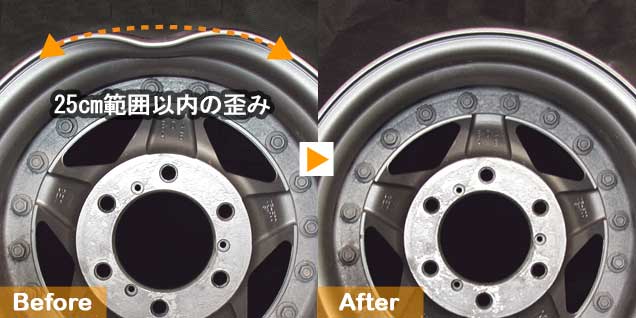 ホイール裏面の歪み修復の事例（岐阜・ジーテック）